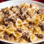 Creamy Velveeta Beef & Bowtie Pasta