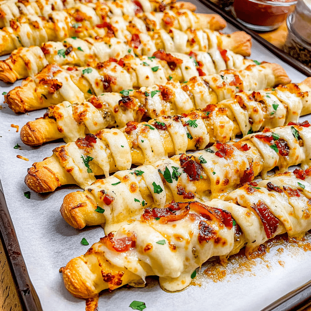 Garlic Butter Bacon Alfredo Pizza Twists