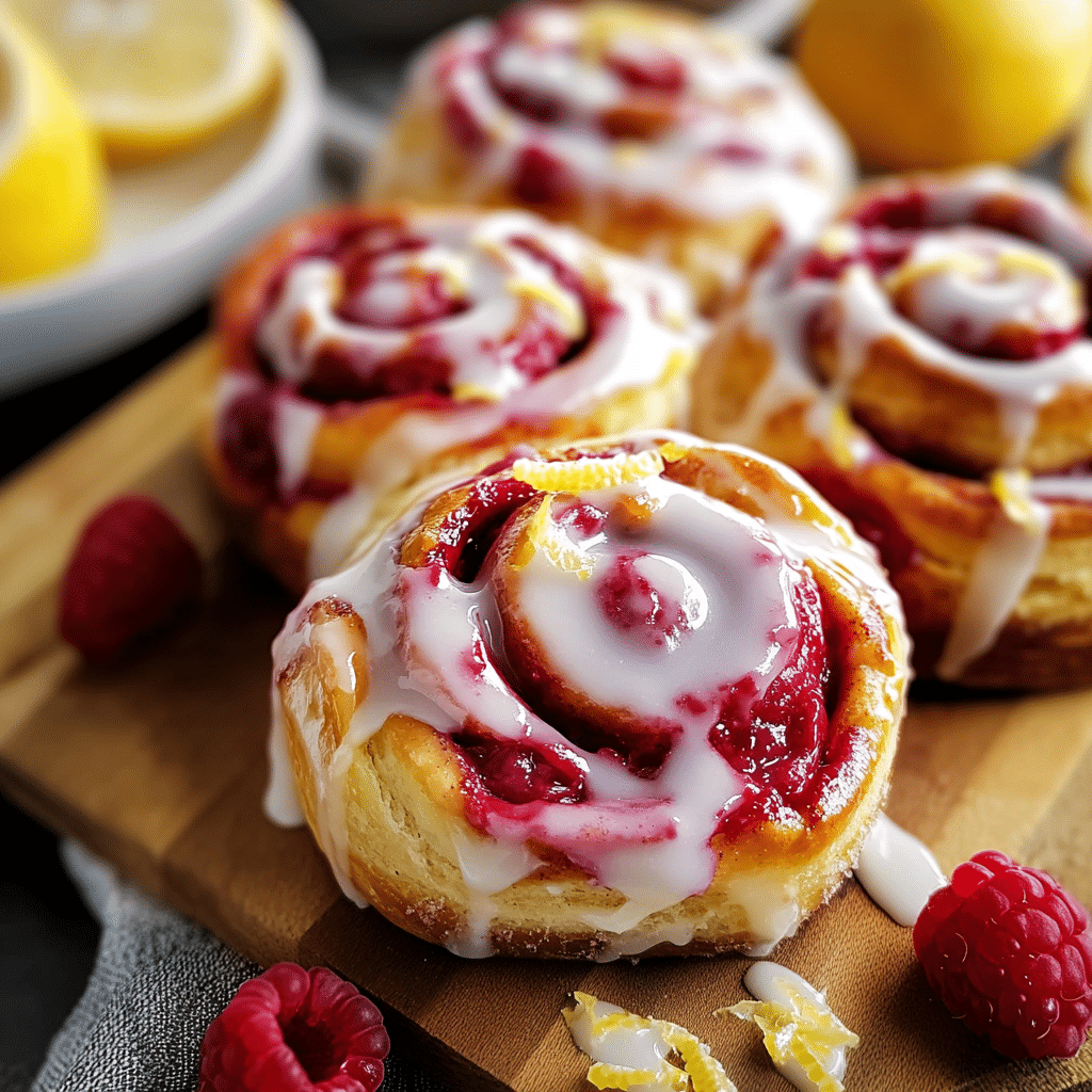 Raspberry Cinnamon Rolls with Lemon Glaze
