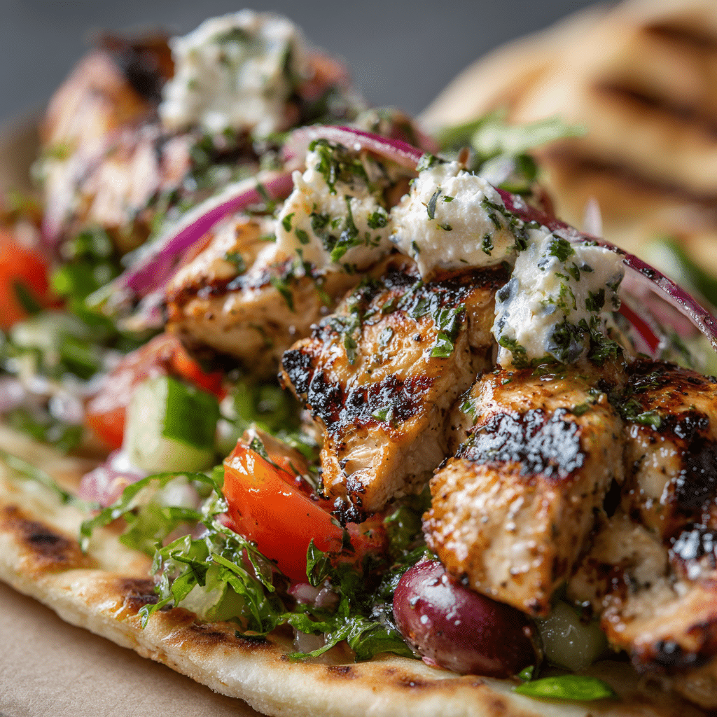 Air Fryer Chicken Souvlaki with Greek Salad