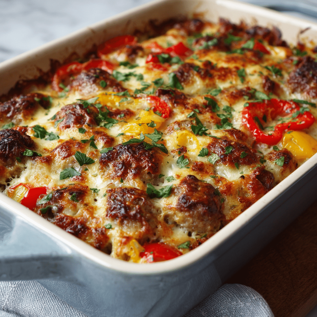 Cheesy Italian Sausage Bake with Peppers
