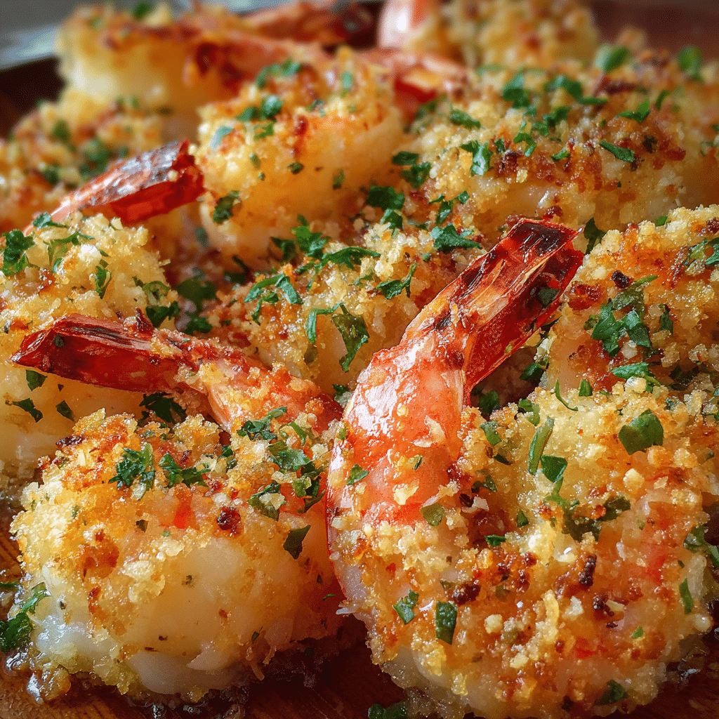 Crispy Baked Shrimp with Garlic Parmesan Topping