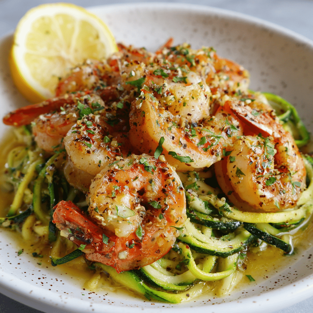 Lemon Garlic Butter Shrimp with Zoodles