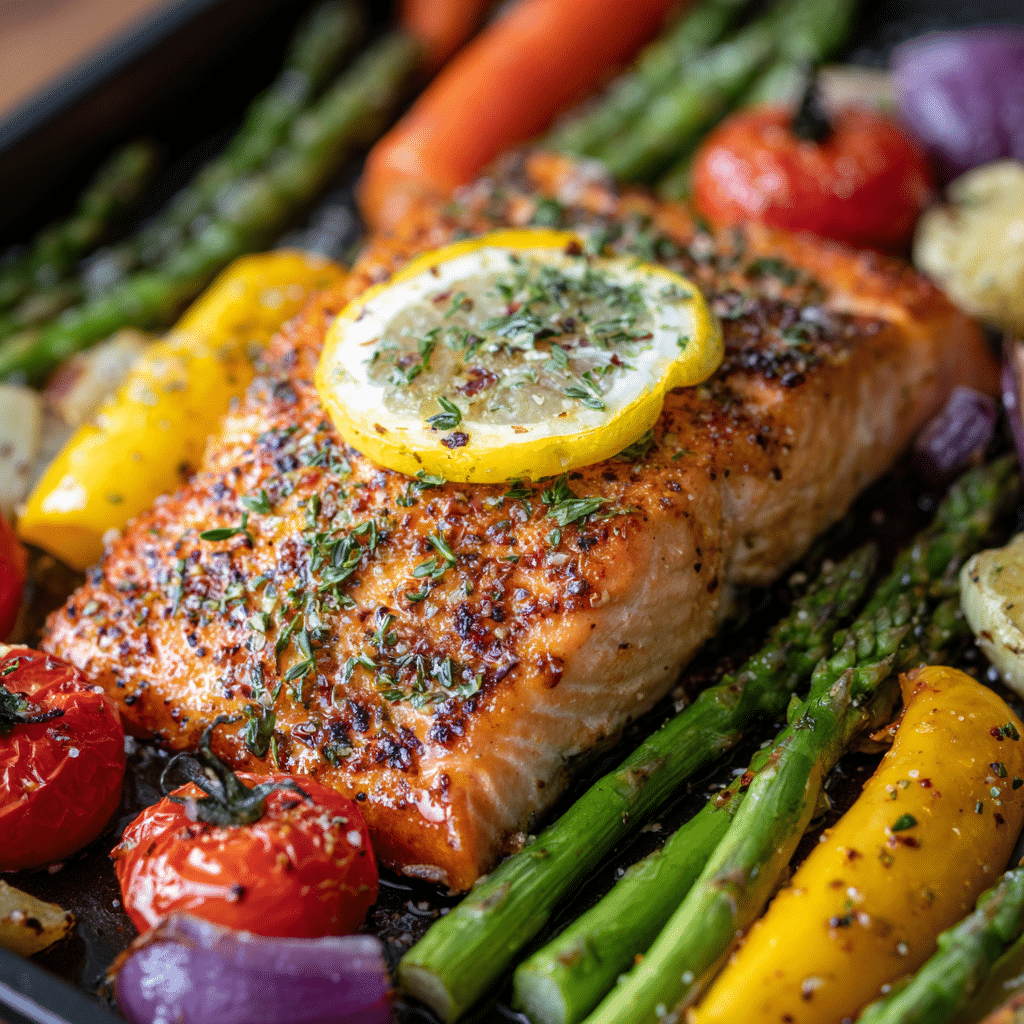Lemon Herb Sheet Pan Salmon with Veggies