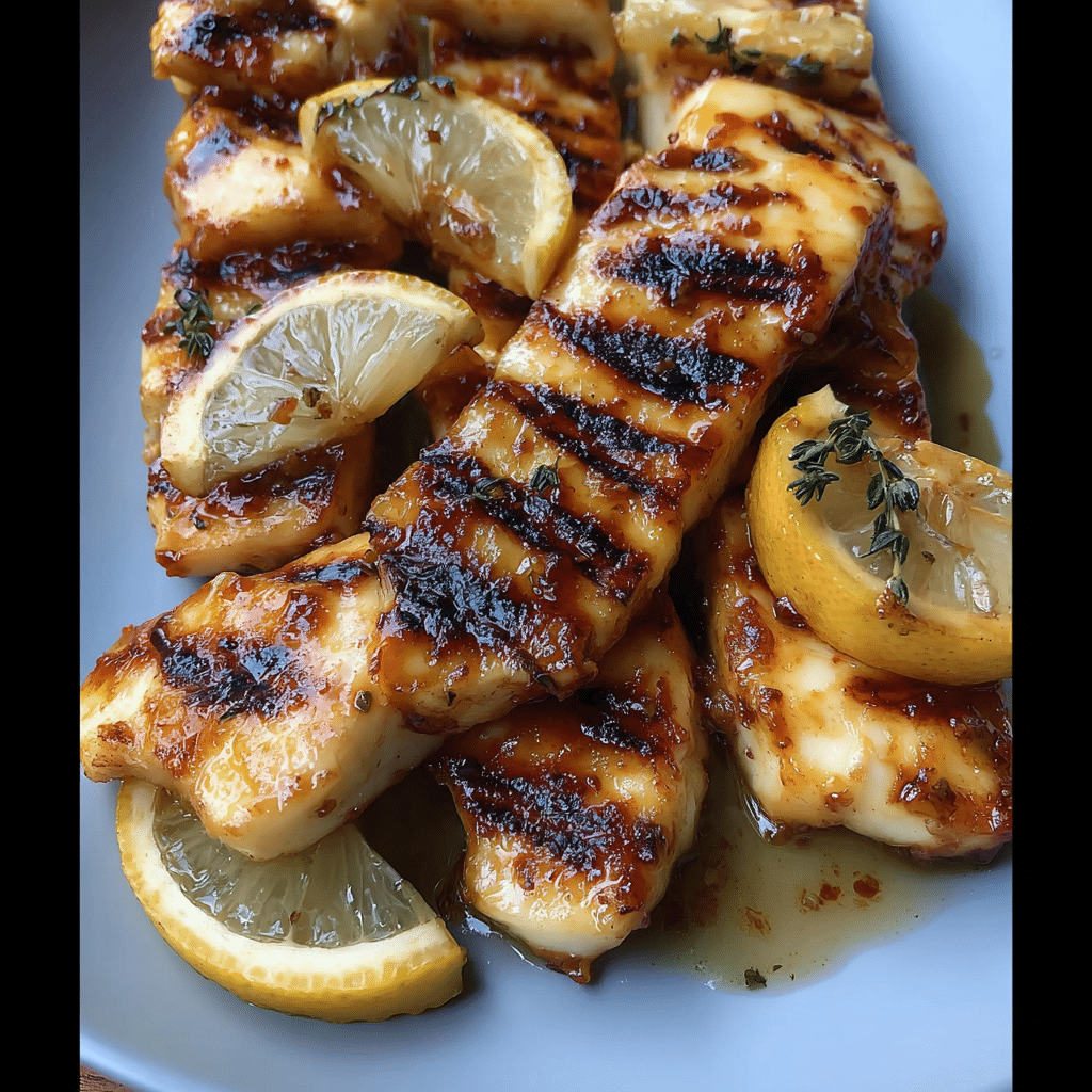 Grilled Halloumi Skewers with Lemon & Thyme