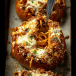 Spaghetti Garlic Bread Bowls