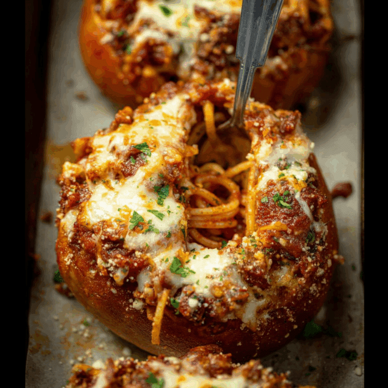 Spaghetti Garlic Bread Bowls
