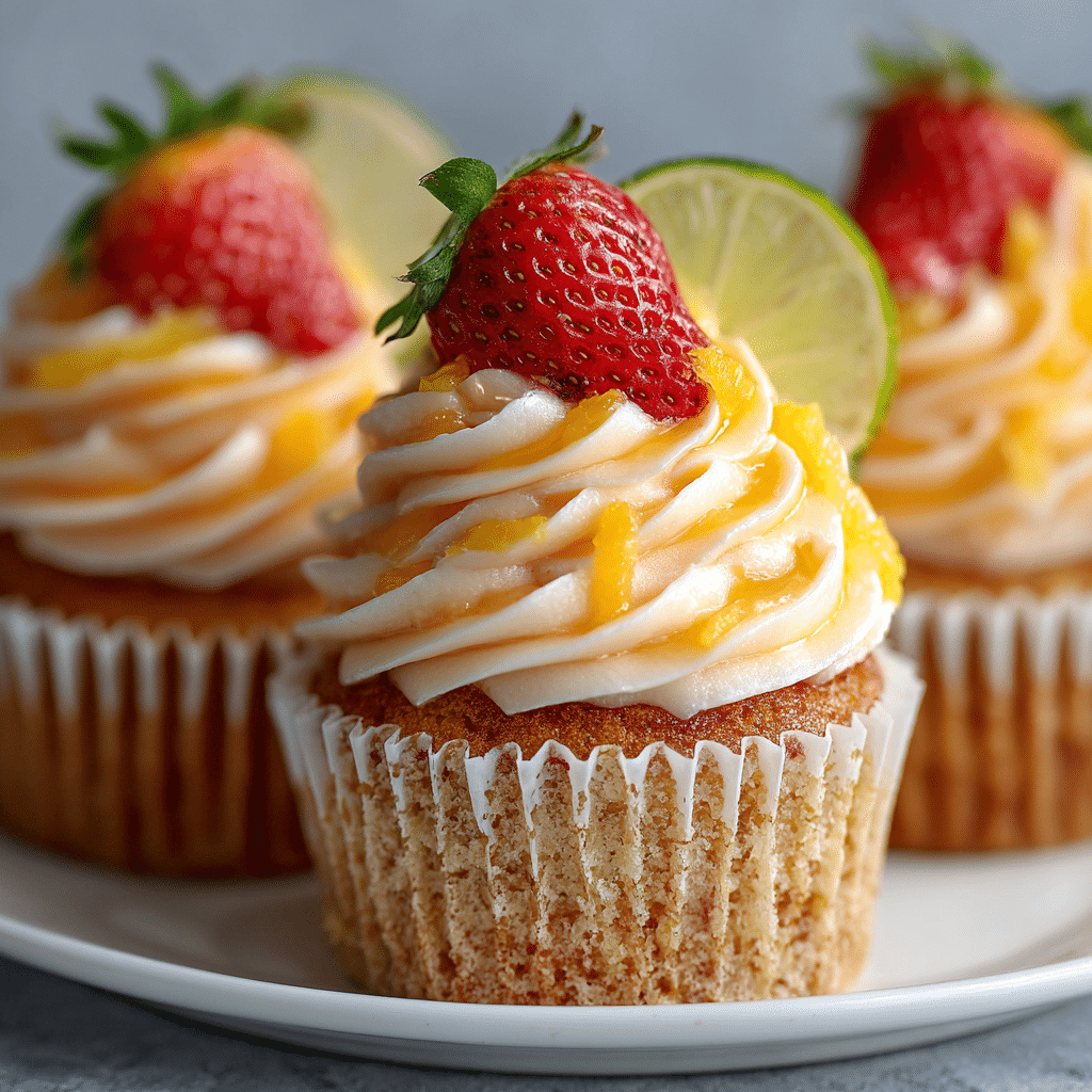 Strawberry Mango Margarita Cupcakes