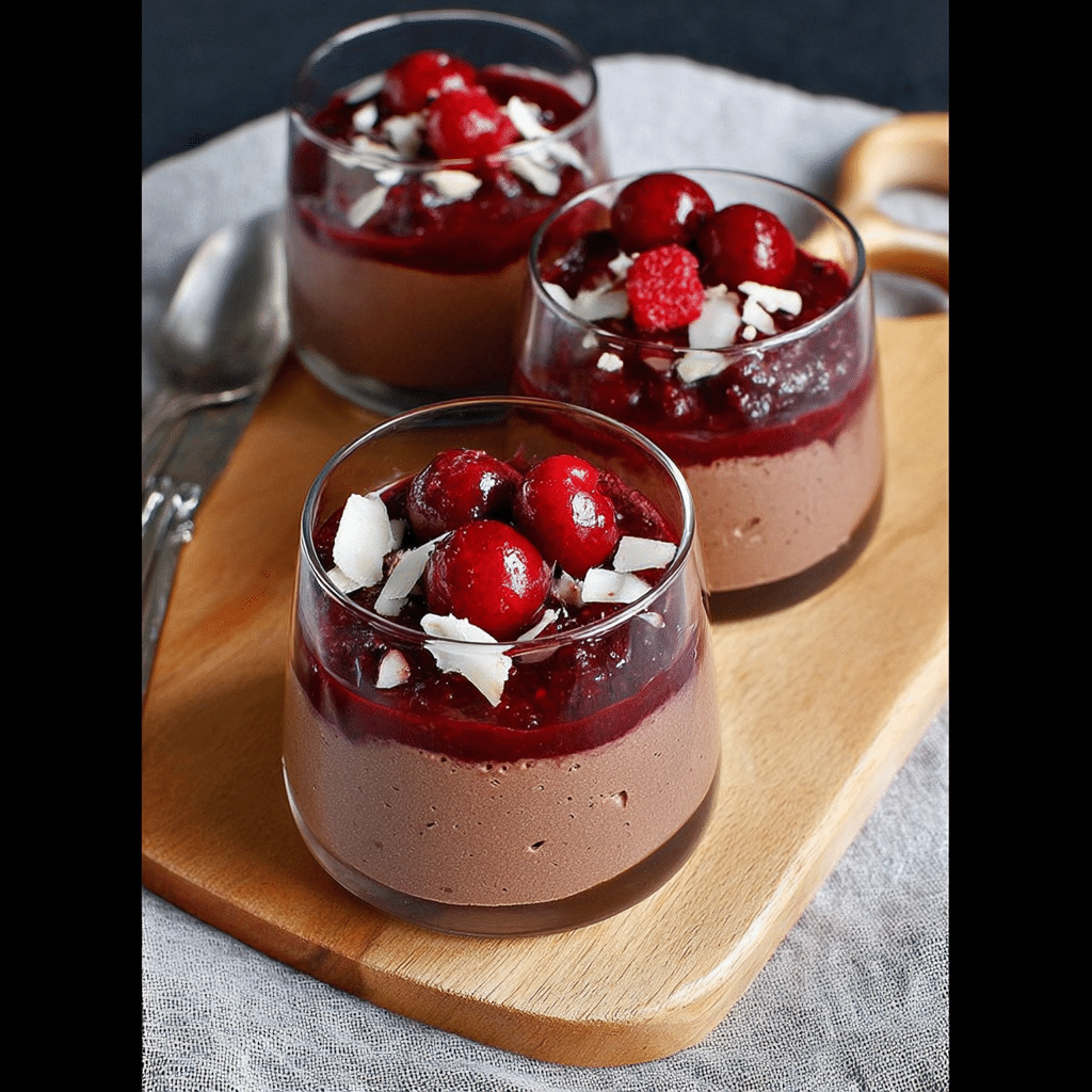 Vegan Chocolate Mousse with Raspberry Compote