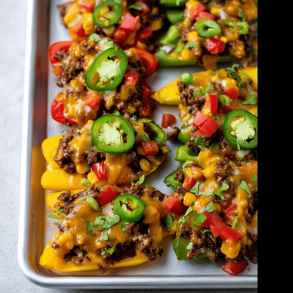 Bell Pepper Nachos with Taco Beef