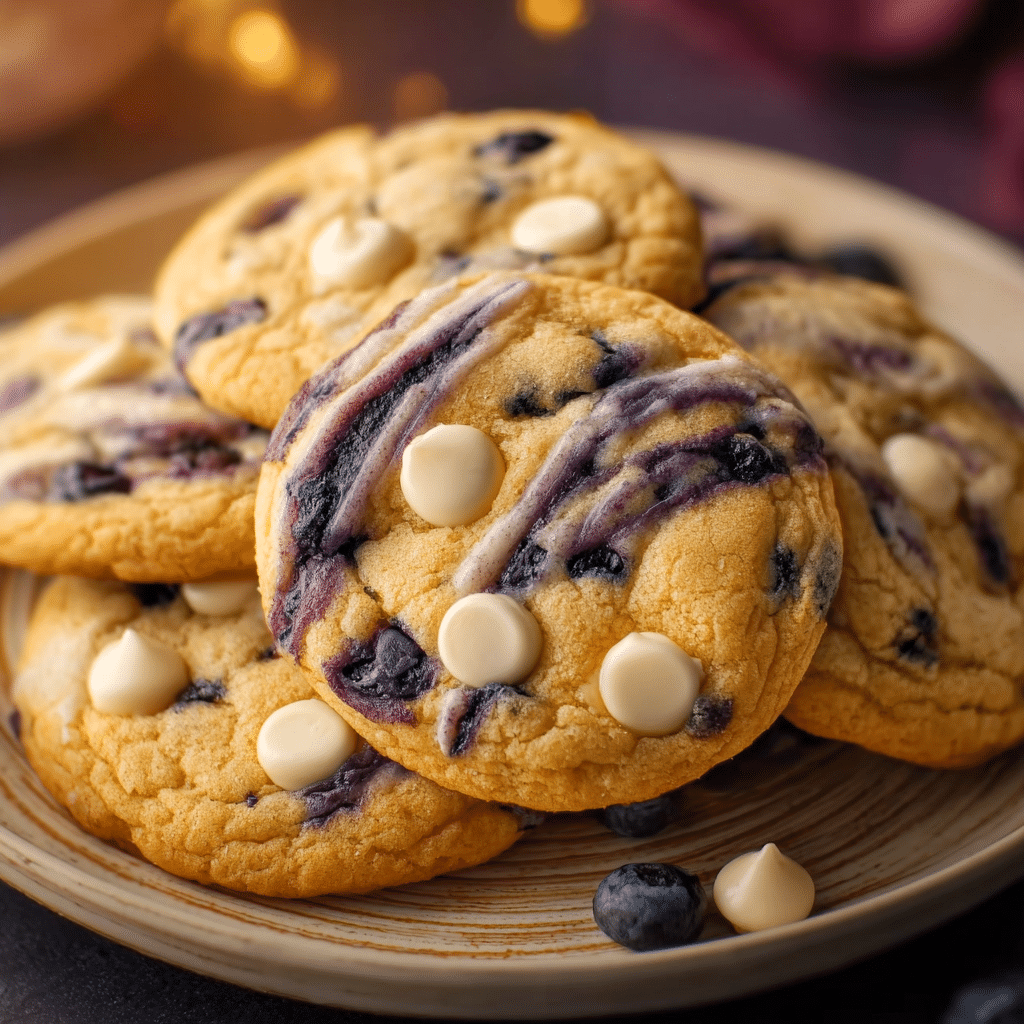 Blueberry White Chocolate Cookies with Swirl