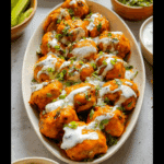 Buffalo Chicken Meatballs with Bleu Cheese Dip