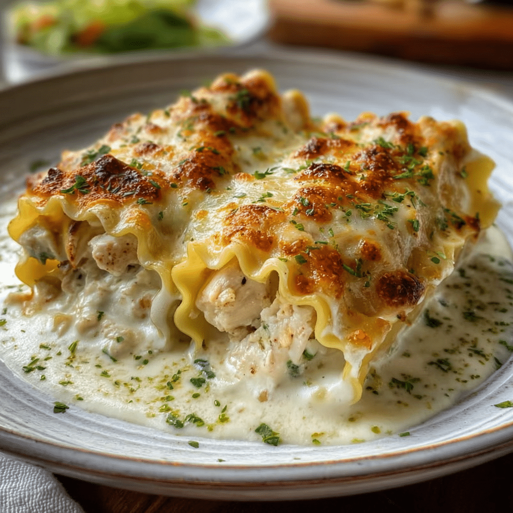 Chicken Alfredo Lasagna Rolls