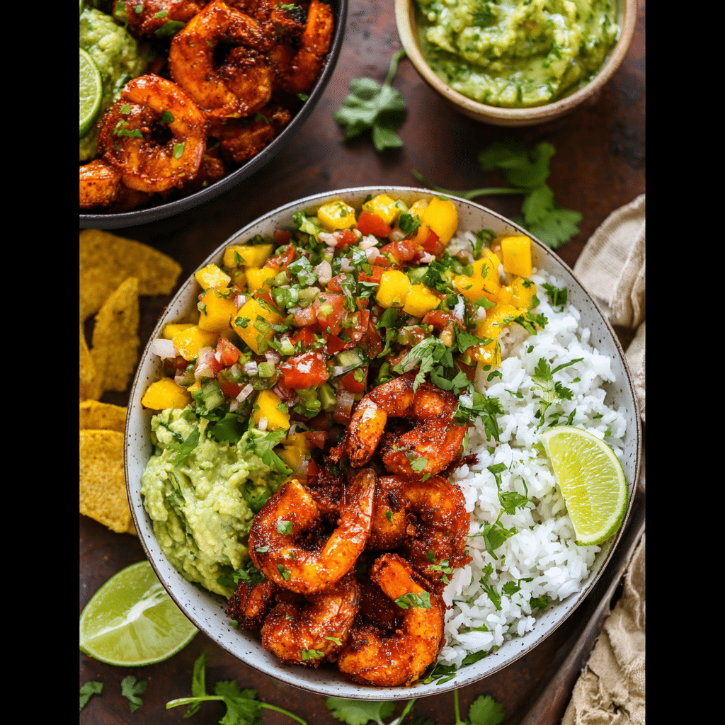 Chili Lime Shrimp Bowls with Salsa