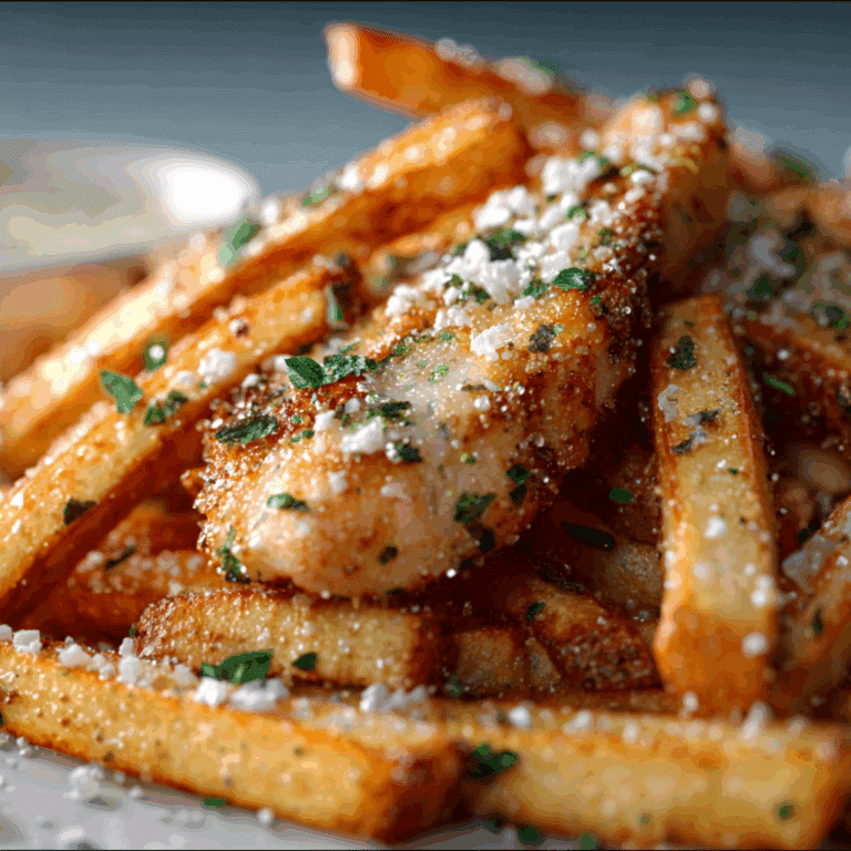 Garlic Parmesan Chicken with Crispy Fries
