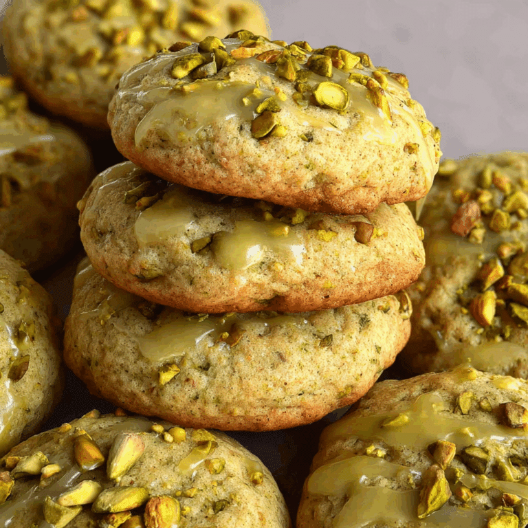 Olive Oil Pistachio Cookies with Lemon Glaze