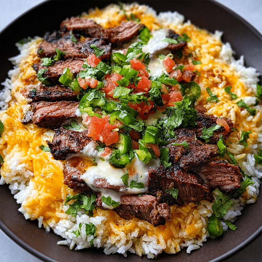 Steak Queso Rice Bowl