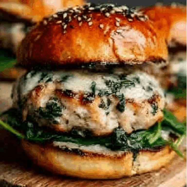 White Cheddar Spinach Chicken Burgers