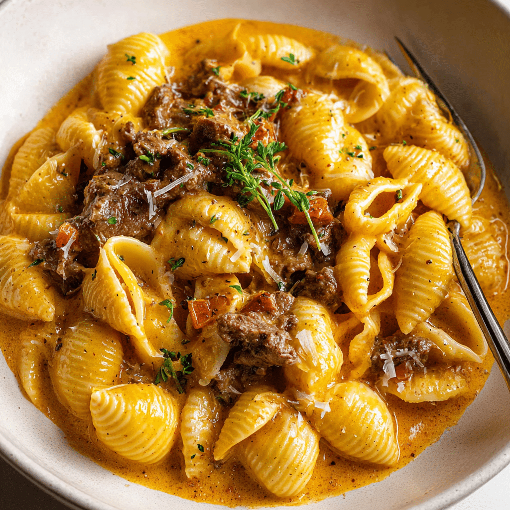 Creamy Beef and Shells Recipe