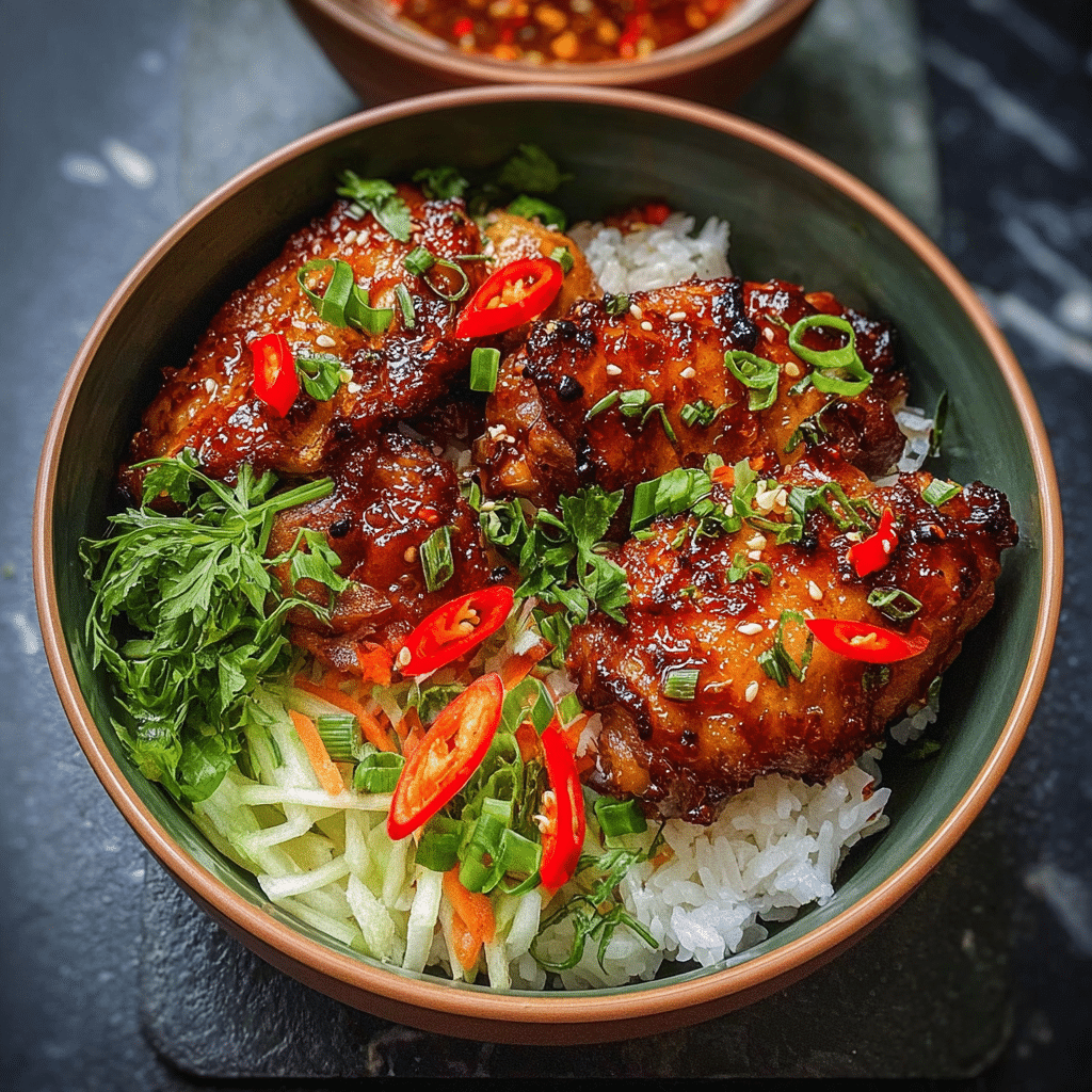 Sweet Chili Chicken Rice Bowls with Chicken Thighs